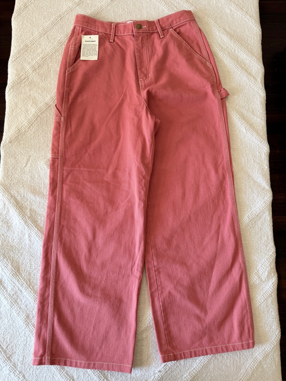 NWT! American Apparel Dusty Rose Crop Carpenter Denim Jeans Size 28